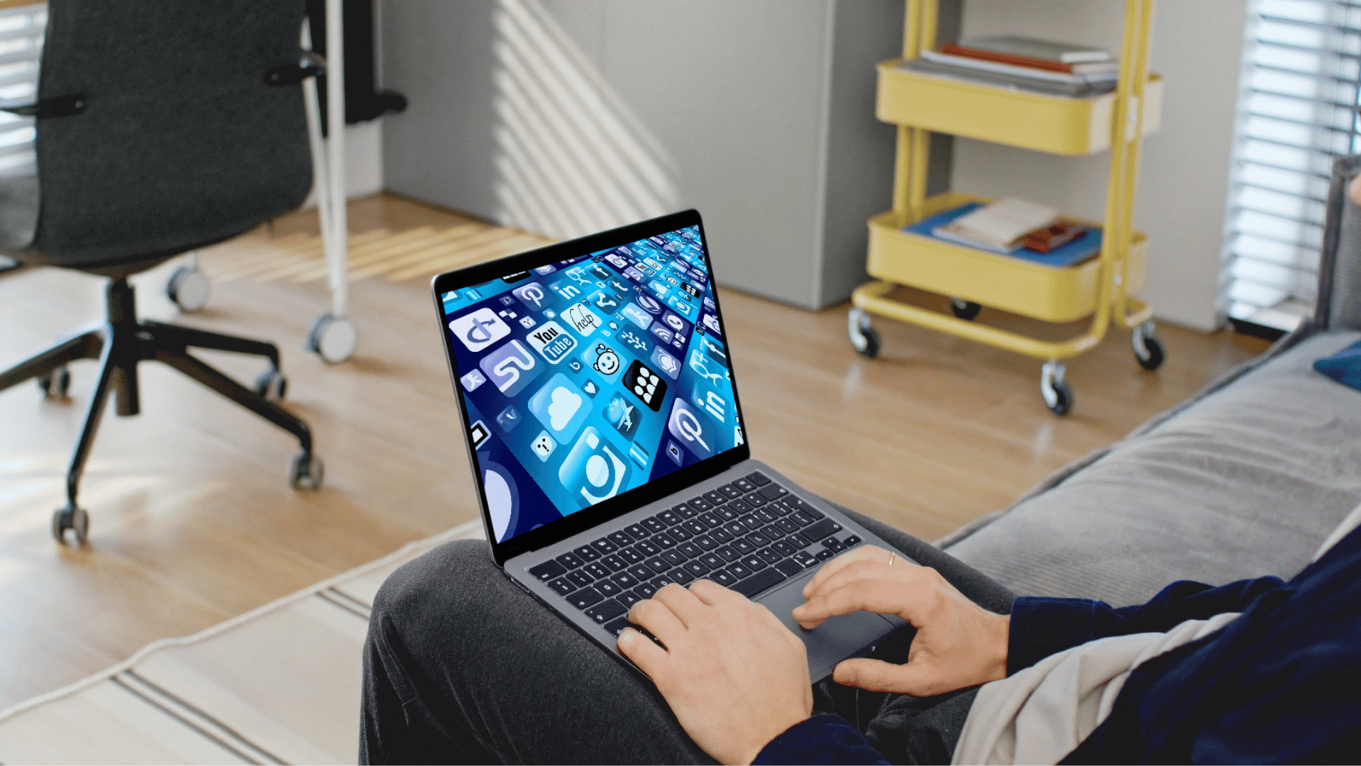 person using laptop
