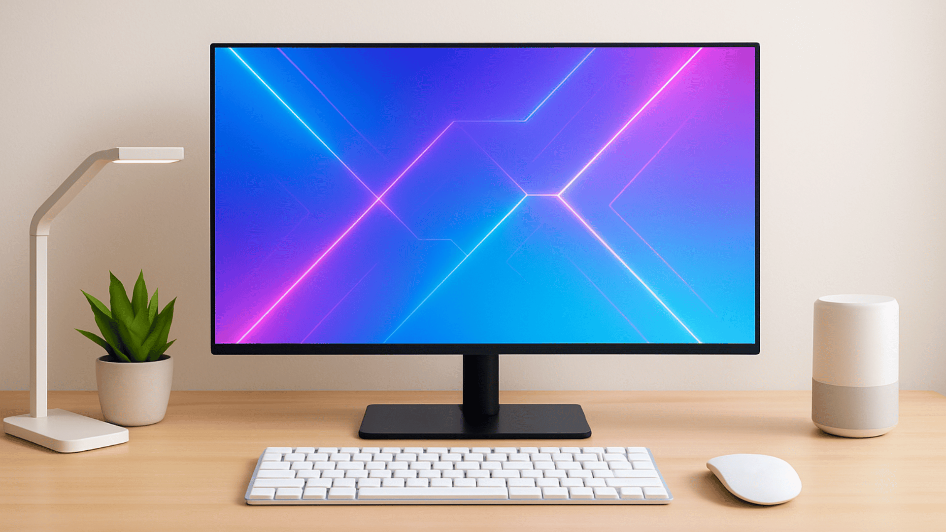 monitor setup on table